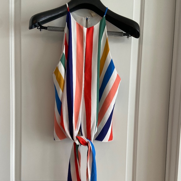 Multi-Coloured Tyche Silk Halter Top - Picture 1 of 5